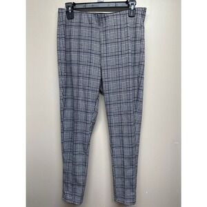 Maze Collection Women 1X Glen Plaid Tapered Legging Black Whit High Rise Stretch